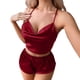 thumbnail image 1 of Gibobby camisones de mujer Conjuntos de pijamas con volantes de satén de seda sexy para mujer (Vino, M), 1 of 5