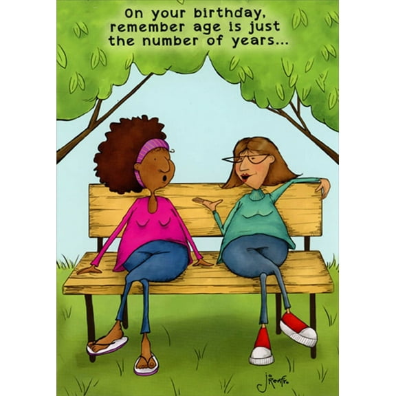 Oatmeal Studios Two Women Talking on Park Bench Birthday Card