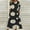 Black, variant on Women Fashion Summer Casual Short Sleeve V-Neck Printing Dress Loose Dress