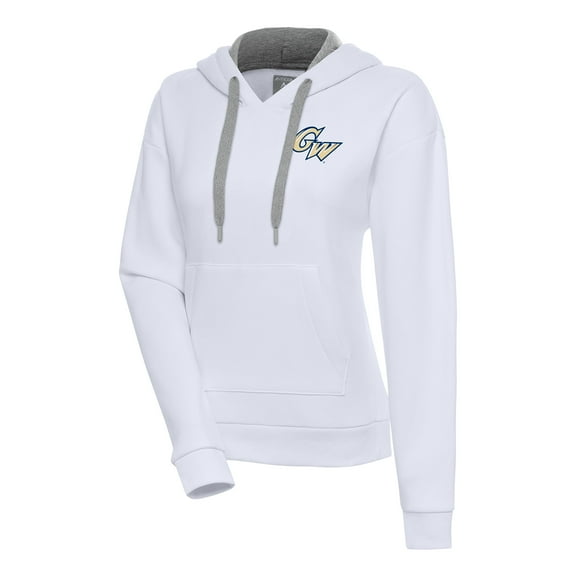 Women's Antigua  White George Washington University Victory Pullover Hoodie