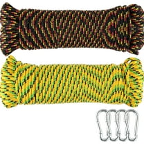 Wellmax 3/16" x 100' Diamond Braided Polypropylene Rope with UV Protection and Weather Resistance, Yellow/Black - 2 Pack