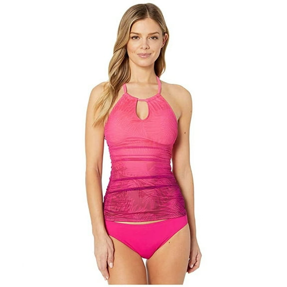 Ralph Lauren PINK Ombre Palm High Neck Halterkini Swim Top, US 4