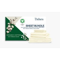 Delara California King Organic Cotton Percale Bedding Set, 400 Thread Count, Soft Breathable Moisture-Wicking, Ivory, 7-Piece, GOTS Certified