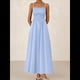 thumbnail image 5 of Vestidos Largos de Verano para Mujer, Vestido Informal con Tirantes Finos, Fruncido, Corte A, y Fluido. Azul XXL, 5 of 7