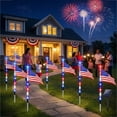 thumbnail image 2 of 8 Piece Solar American Flag Pathway Stake Light Set, Patriotic Red White Blue Waterproof LED Outdoor Yard Garden Stake with 8 Lighting Modes for 250th Anniversary, 4th of July Decoration, 2 of 8