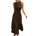 thumbnail image 2 of Maxi Robes pour Femmes 2023 Décontractées Été Couleur Unie Mode Décontractée Printemps et Été Robe Sans Manches Col Rond Robes de Soirée pour Femmes Élégantes Élégantes en Liquidation, 2 of 6