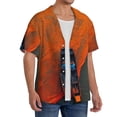 thumbnail image 2 of Honeii Orange Net Fishing Boat for Men's Short-Sleeved Button-Up Collared Shirt Featuring A Pocket, Perfect for Beach Vacations, And Travel Adventures.-Small, 2 of 5