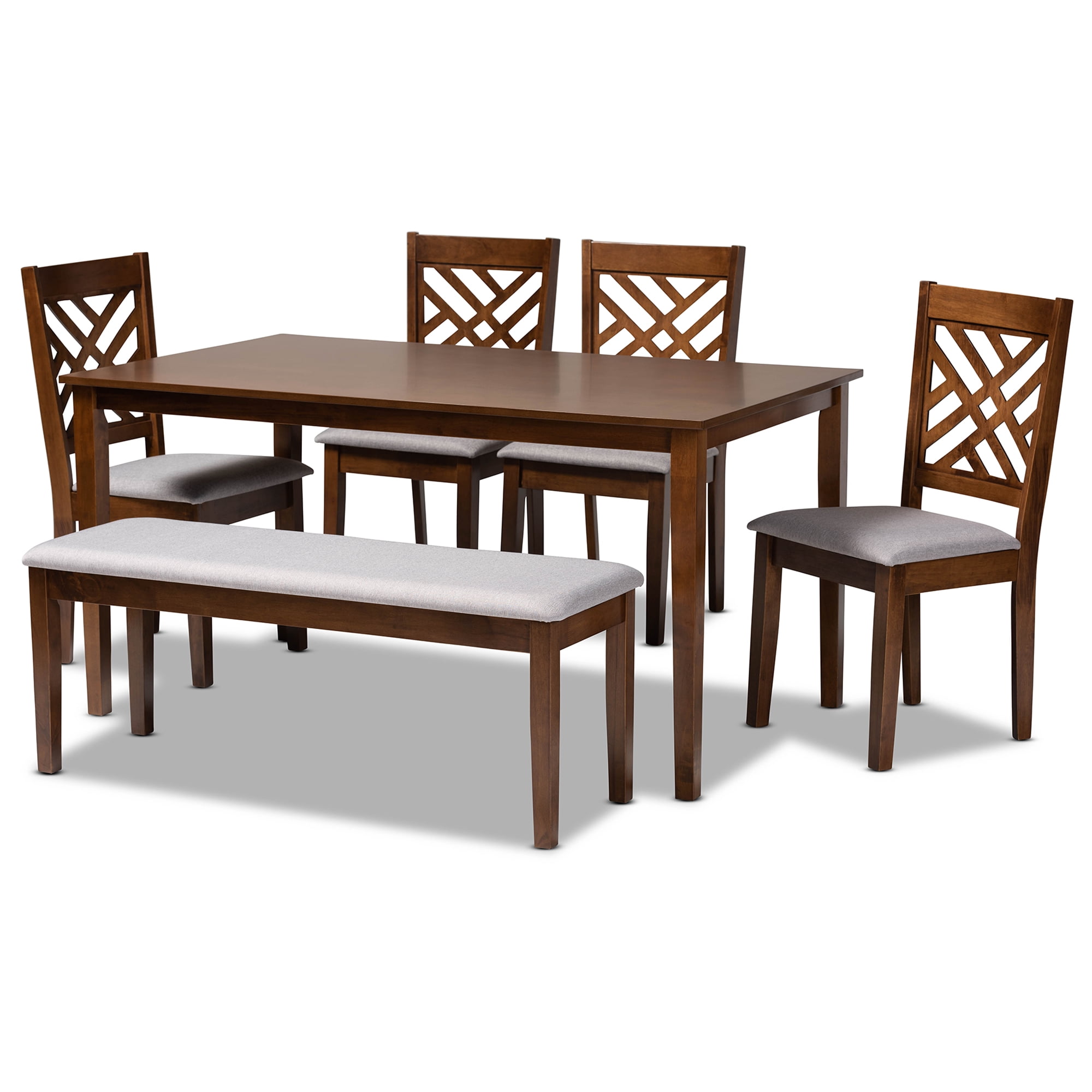 Baxton Studio Gustavo Modern Dining Set, Walnut