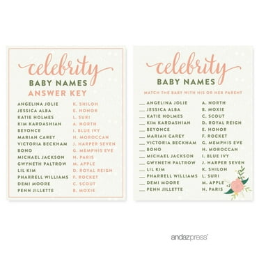 Celebrity Name Game Paris Bonjour Bebe Girl Baby Shower Game, 20-Pack