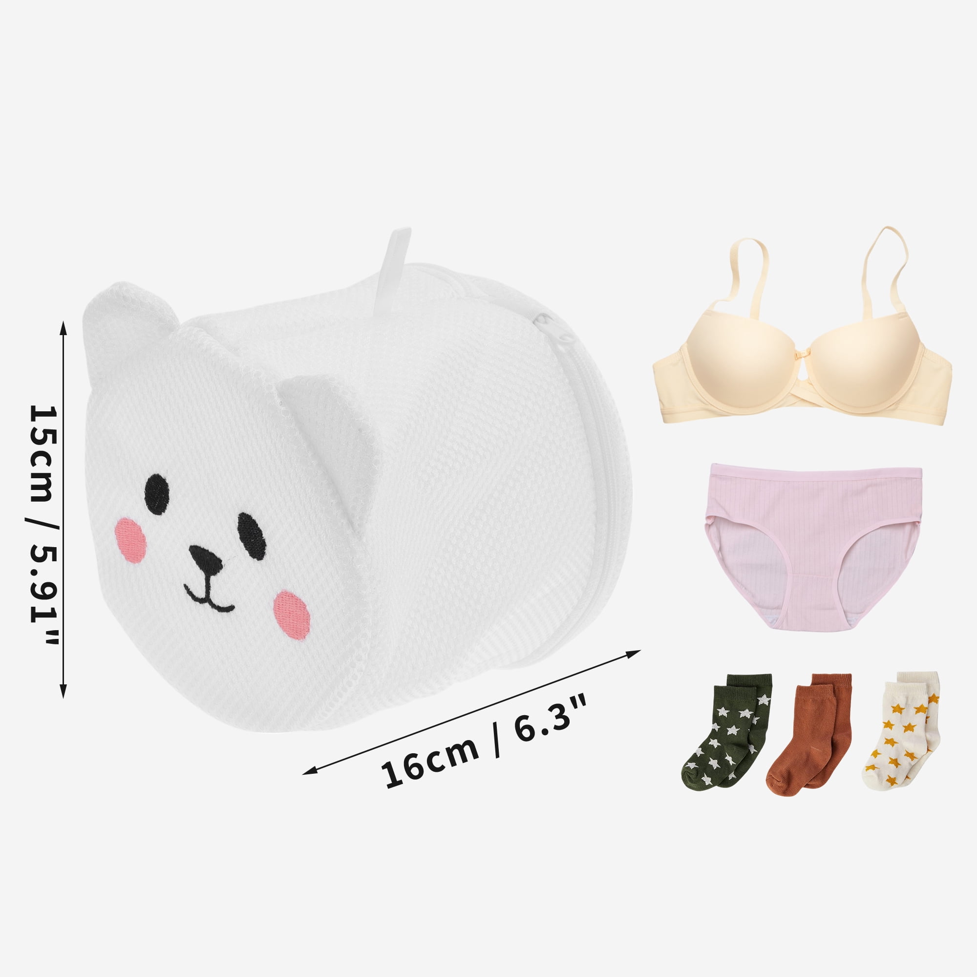Unique Bargains Mesh Laundry Bag with Hanging Loop and Zipper Closure Polar Bear