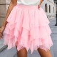 thumbnail image 2 of KHONTS Women's Tulle Mini Skirt Ruffled Mesh Puffy Ballet Tutu Skirts 50s Carnival Party Elastic Waist Short Underskirts Pink XL, 2 of 4