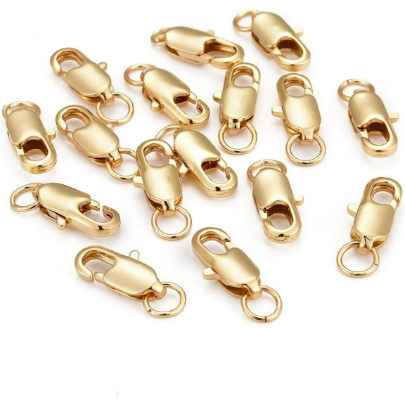 5 Pcs Brass Lobster Claw Clasps Real 14K Gold Plated Necklace Clasp and Closures Suitable