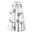 thumbnail image 2 of Women's Floral Print Maxi Skirt, High Waist Drawstring Tiered Flowy Skirt, Lightweight Boho Skirt for Beach, Music Festival and Summer,White,M, 2 of 7
