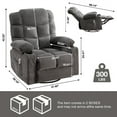 thumbnail image 6 of Power Recliner Chair for Adults, UHOMEPRO Swivel Recliner Chair with Massage and Heat, Manual Nursery Rocker Chair Sofa with USB Port, Modern Living Room Lounge Chair with Side Pockets, Gray, 6 of 11