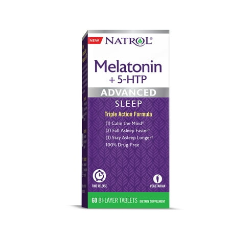 Natrol Advanced Sleep Melatonin + 5 HTP Bi-Layer Tablets, 60