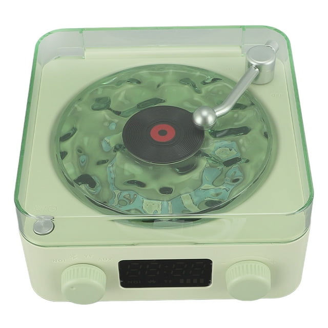 Altavoz Con Luces Nocturnas, Lámpara de Noche Con Sensor Táctil Estilo Tocadiscos, Altavoz Inalmbrico 3 en 1 Con Luces, Visualización de la Hora, Regalo Perfecto