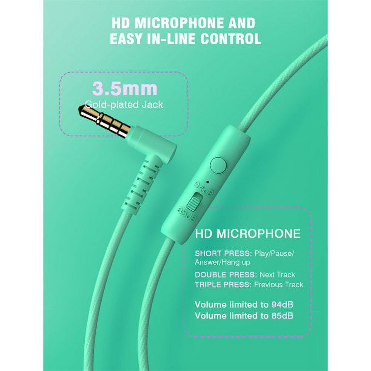 Seenda N-089 Wired Kids Headphones with Microphone, Safe Volume Control, Back to School Supplies, New