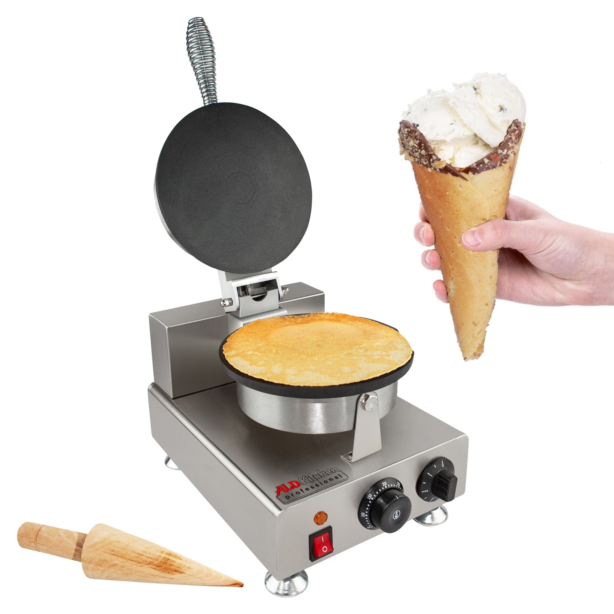 Commercial Nonstick Electric 21cm Egg Biscuit Roll Maker Machine Baker Mold Iron 