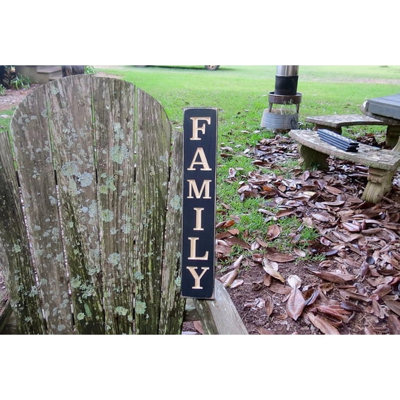 Cskhip Wood Sign vertical family lightly distressed wood sign Wooden Signs With Sayings 4" x 16"