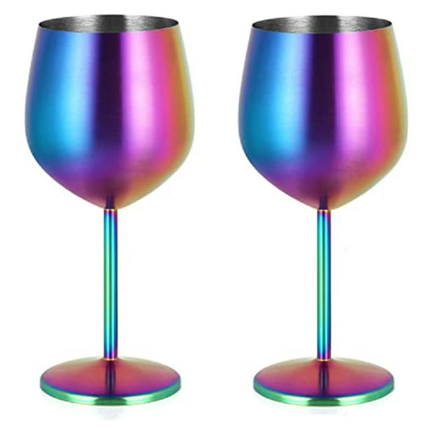 2 Copas Vino Tinto Champagne Champaña Acero Inox Elegantes 550ml Para Bar Tornasol