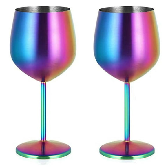 2 Copas Vino Tinto Champagne Champaña Acero Inox Elegantes 550ml Para Bar Tornasol