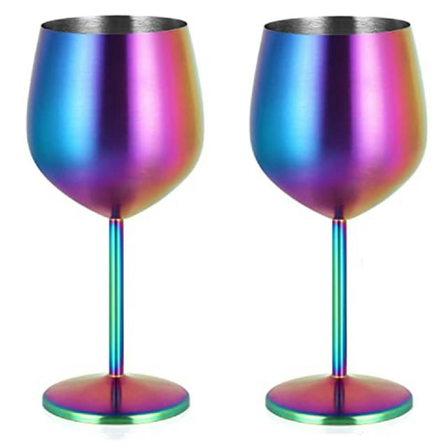 2 Copas Vino Tinto Champagne Champaña Acero Inox Elegantes 550ml Para Bar Tornasol