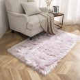 thumbnail image 2 of Deluxe Ultra Soft Faux Sheepskin Fur Series Fluffy Decorative Indoor Shag Area Rug, 5 x 7 Feet Rectangle, Pink and White, 1 Pack, 2 of 2