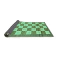 thumbnail image 2 of Ahgly Company Indoor Round Checkered Turquoise Blue Modern Area Rugs, 3' Round, 2 of 4