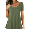 thumbnail image 2 of Gvmfive Women Summer Solid Short Sleeve Tunic Tops Loose Blouse Basic T Shirt, 2 of 6