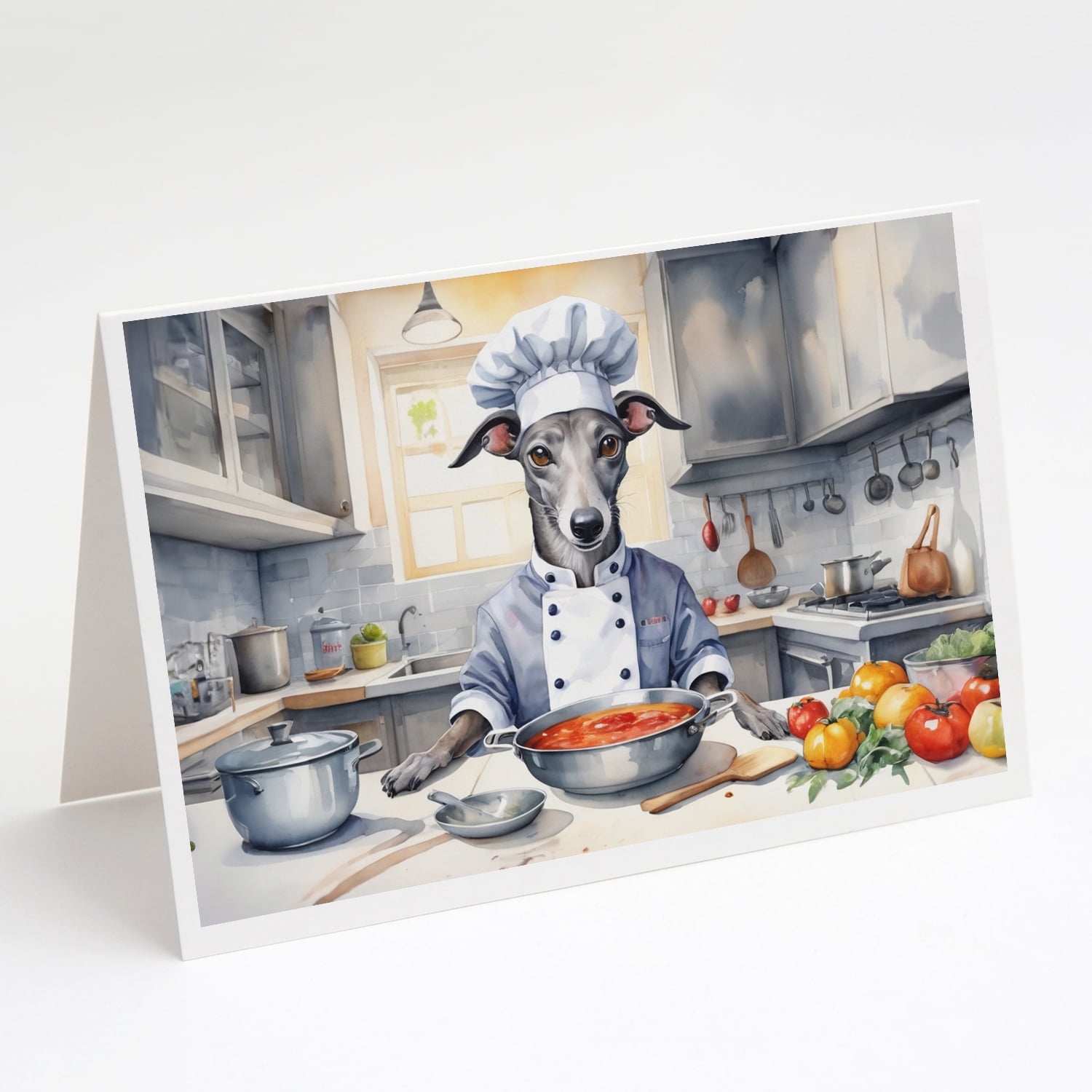 Chinese Crested The Chef Greeting Cards Pack of 8 7 in x 5 in