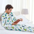 thumbnail image 5 of KLL Cartoon Sea Creatures Sleepwear Mens Flannel Pajamas,Long Cotton Pj Set, 5 of 7