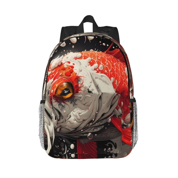 Easygdp Abstract Red Koi Fish Art Mochila Ligera de 15 Pulgadas para Estudiantes, Mochila Cómoda para la Escuela y Viajes, Correas Ajustables