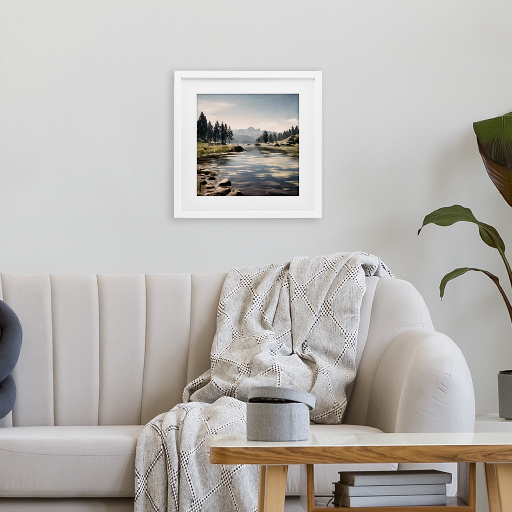 My Hideaway Pond Ripples White Framed Print Under Glass, design by Kim Allen