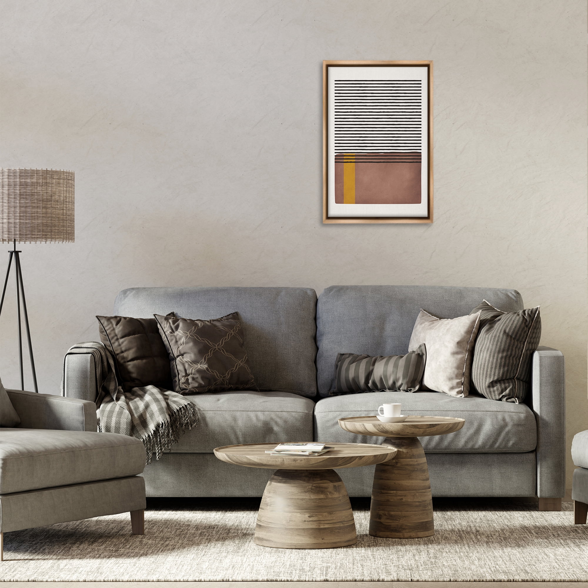 Stupell Industries Cosby Street Abstraction Abstract Painting Brown Floater Framed Canvas Art Print Wall Art, 17 x 25