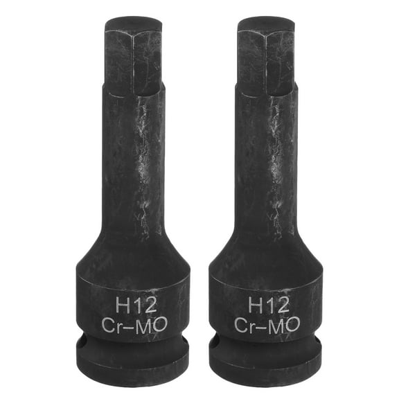 Uxcell 2pcs H12 (12mm) Hex Impact Bit Socket 1/2" Drive Hex CR-MO Steel Screwdriver Socket Adapter