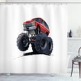 thumbnail image 1 of Ambesonne Truck Shower Curtain, Extreme Off Road Race, 69"Wx84"L, Night Blue Red, 1 of 3