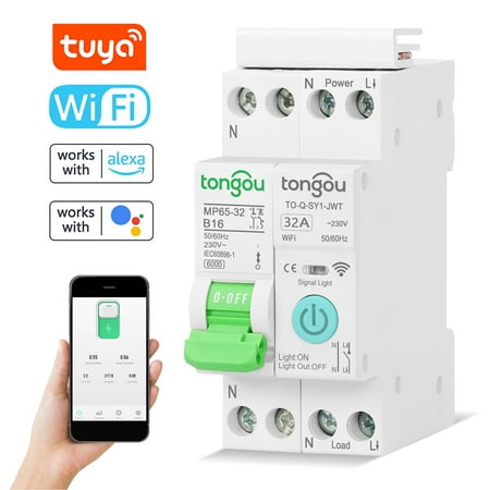 

Irfora Wifi Intelligent Circuit Breaker Wireless Remotes Control Mobilephone APP Remotes Viewing Intelligent Home Equipment Timing Countdown Loop Timing Modes Compatible with Home Voice Control