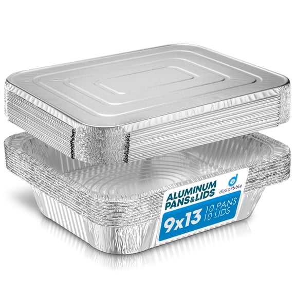 Diplastible Cooking Pans 9 x 13 Aluminum Cake Pan, Disposable 10 Count