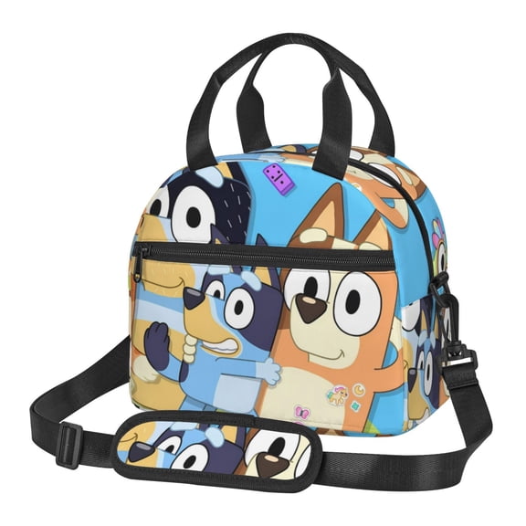 Kowoue Bluey Pattern Insulated Lunch Bag with Detachable Shoulder Strap - Portable Water-Resistant & Durable, Perfect for Work, School, and Picnic