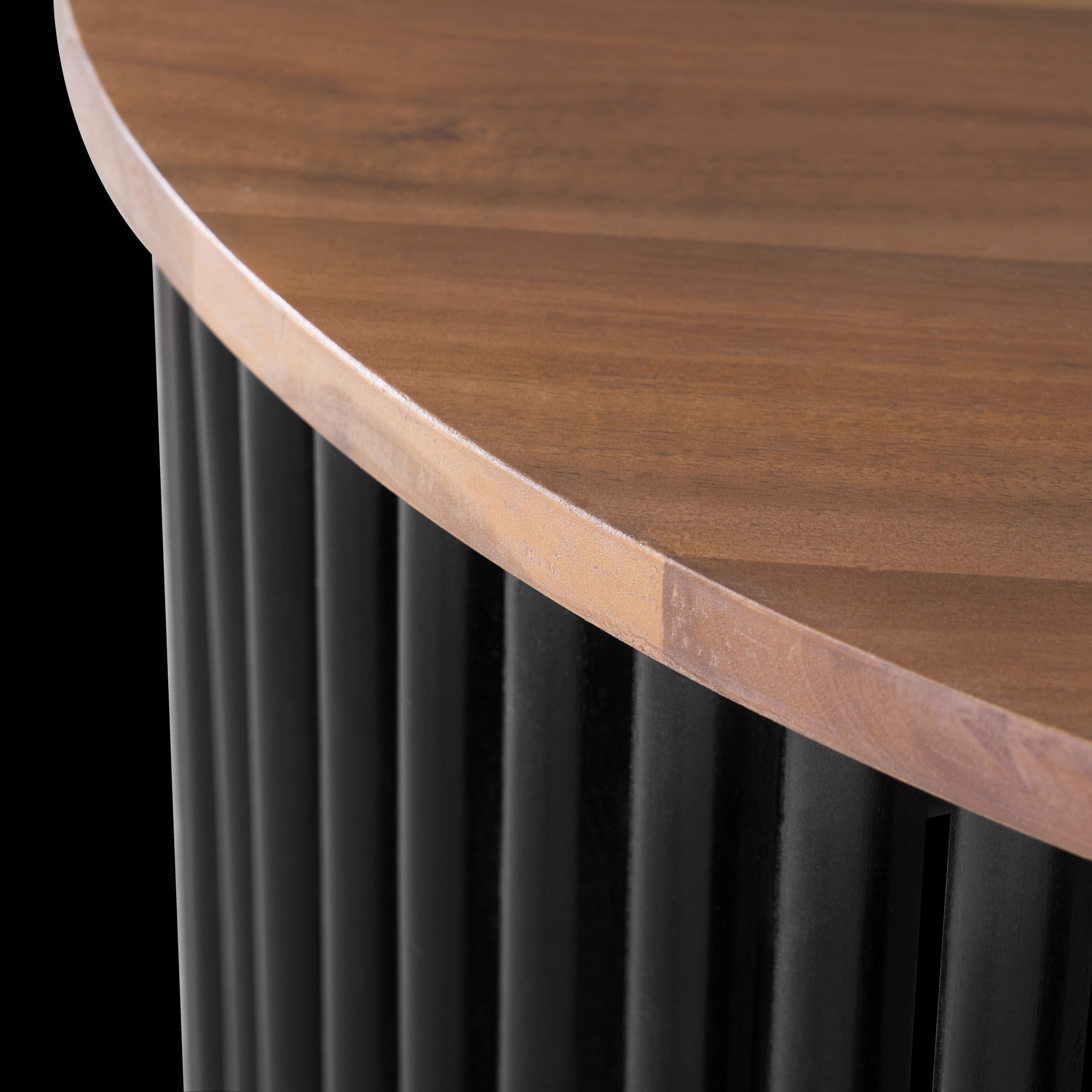 Christopher Knight Home 30" Round Coffee Table, Handcrafted Wood Accent Table, Natural+Black