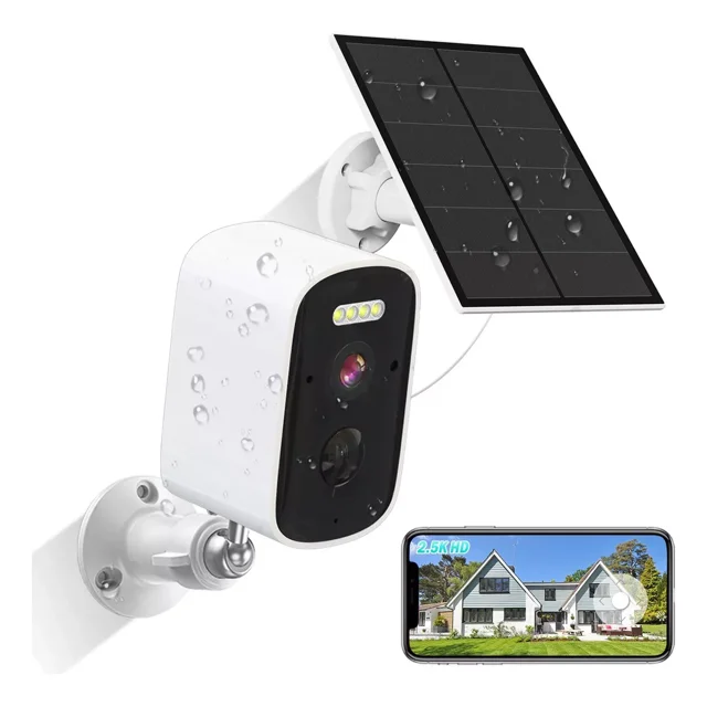 Solar Cámara Seguridad Wifi APP Tirs Home O Icsee Hd 2.5k Con Batería Recargable Color Blanco Nanwei E026NWH01