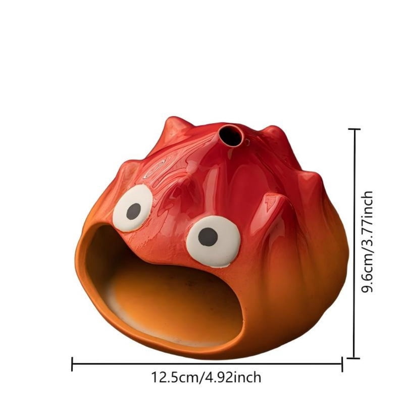 Cute Red Monster Palo Santo Holder Incense Burner - Ceramic Cartoon Holder for Holy Wood Sticks/Cones | Fun Decor for Energy Cleansing, Meditation, Bedroom & Desk (Gradient Red-Orange Glaze)