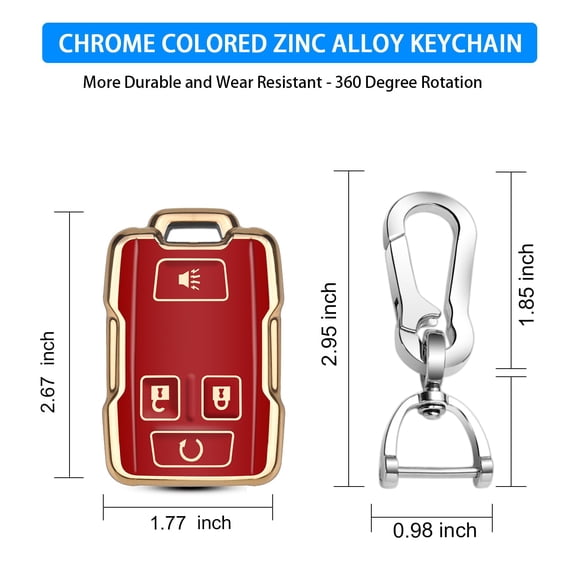 for Chevy 360 Degree Protector Key Fob Cover with Keychain Compatible with Chevrolet 2014-2021 LT GMC Sierra Canyon Yukon Suburban Tahoe Silverado Colorado (3/4/5/ Button) Smart Key