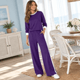 Puple Set Outfit Purple X-Large Two Piece Air-Layer Knit Blend Lounge Outfit Set ...