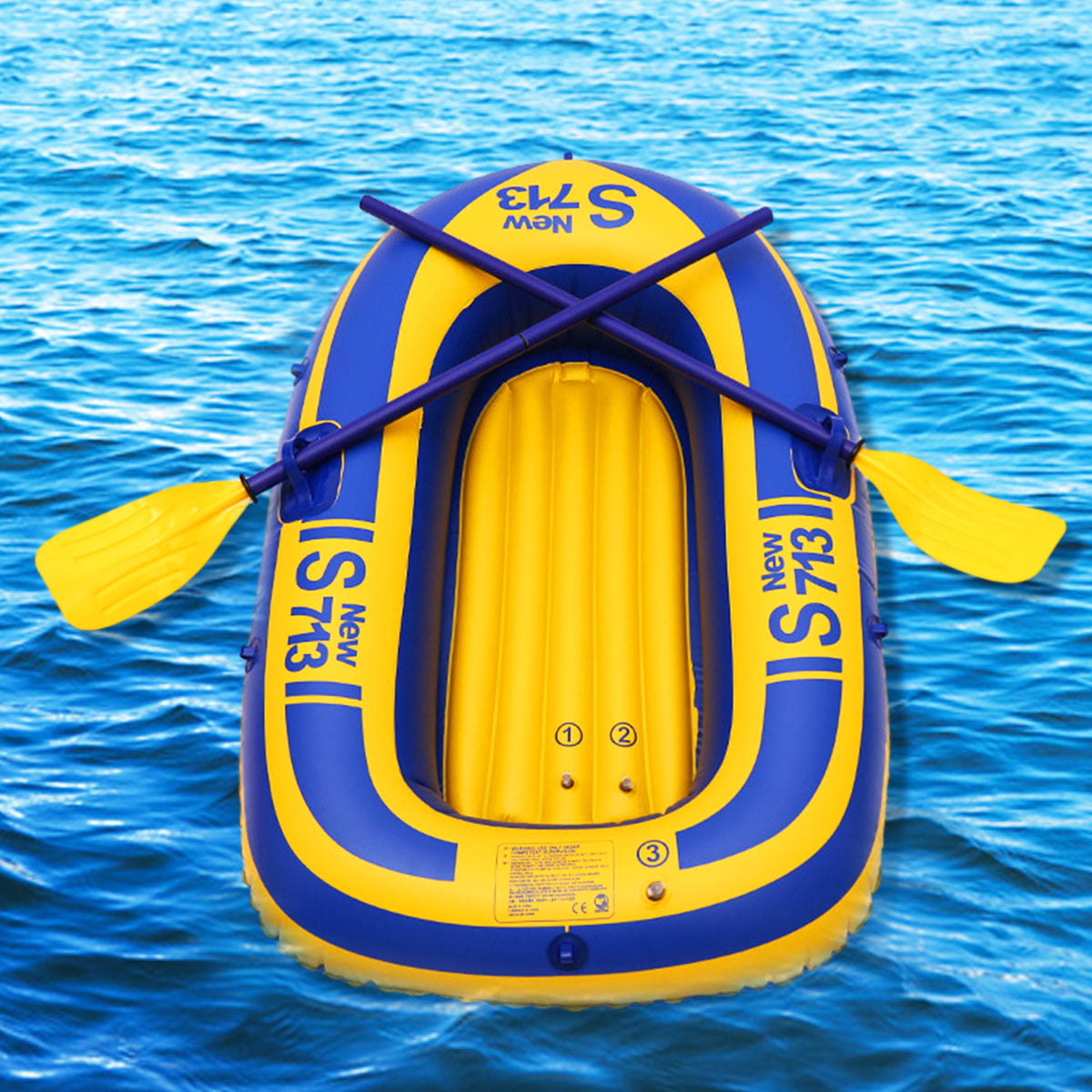 Inflatable Boat,Yellow PVC 1-Person Rowing Air Boat Fishing Drifting Diving Tool