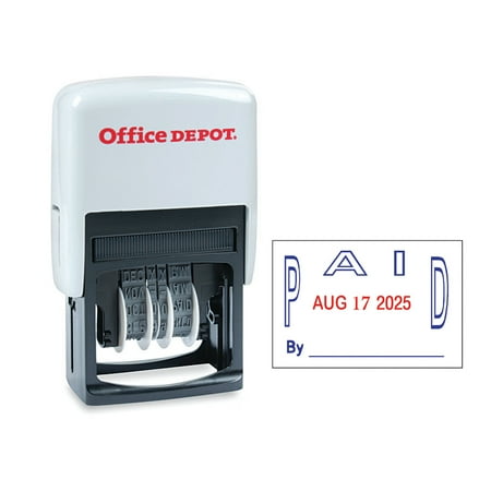 UPC: 0735854936525 | Office Depot Self-Inking Dater With Extra Pad  Paid  Red/Blue Ink  032536