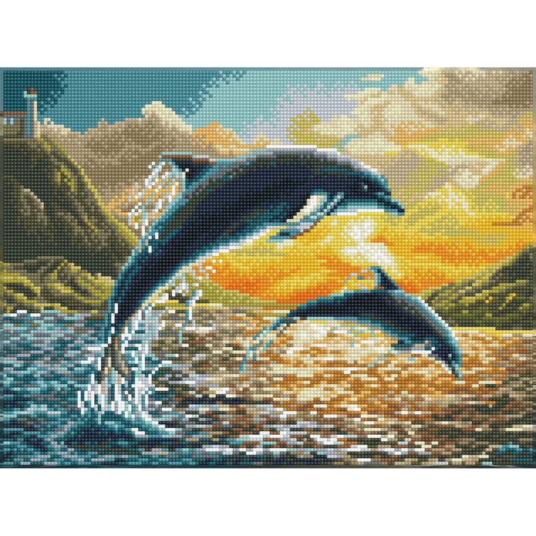 Diamond Dotz Dolphin Sunset Diamond Painting Kits for Adults