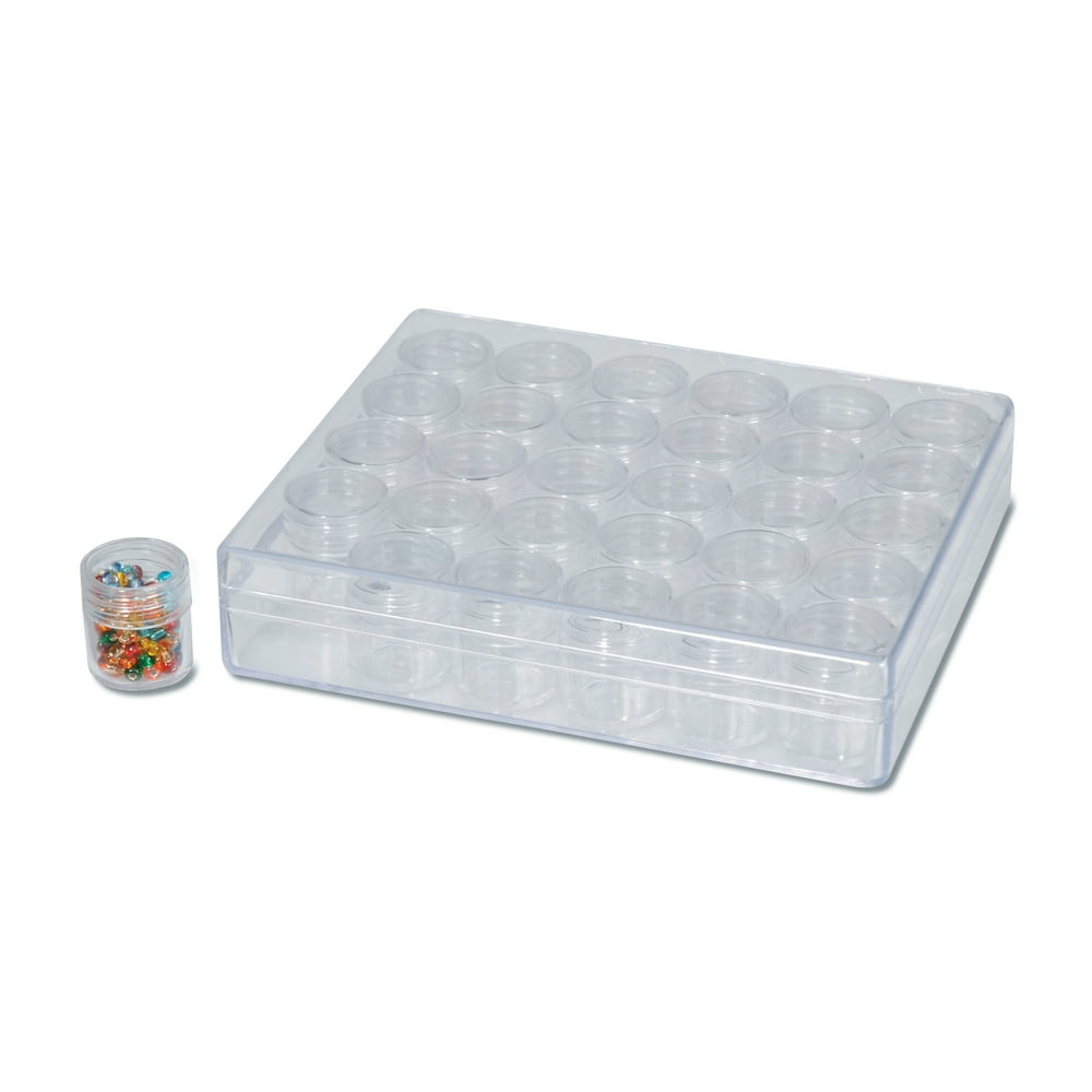 Darice Clear Plastic Bead Container with 30 Small Storage Canisters