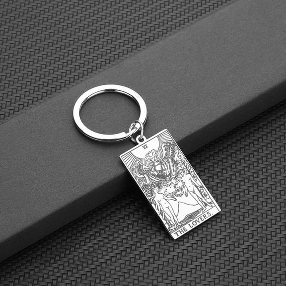 Tarot Card Pendant Keychain Astrology Mystery Amulet Key Chain Stainless Steel Keyrings Fashion Handmade Gift Jewelry