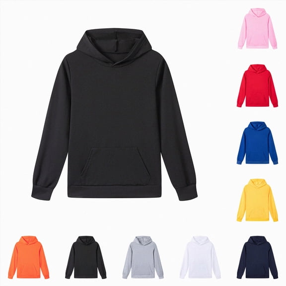 Xudanell Kids 100% Cotton Hoodie for Boys & Girls - Soft, Durable Everyday Pullover Sweatshirt for 4–12 Years Black,Size 3-4 Years